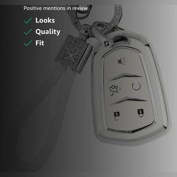 Key Fob Cover for Cadillac | White Silver | 5 Button Key Case Shell Protector. - Picture 4 of 6